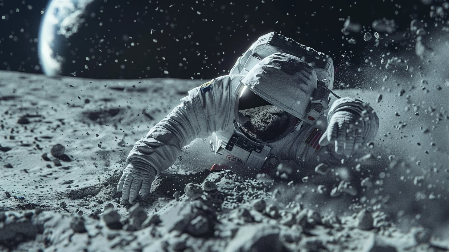 chutes sur le sol lunaire