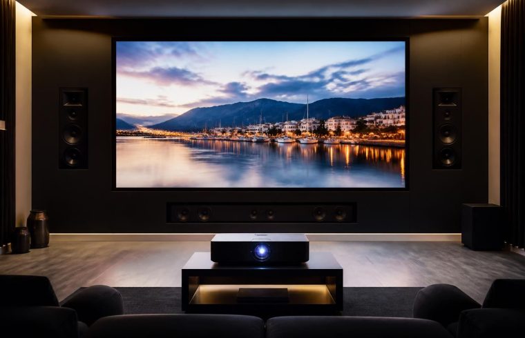 découvrez comment le duo projecteur et son améliore votre expérience de visionnage avec un écran de projection de qualité, pour des images nettes et un son immersif.