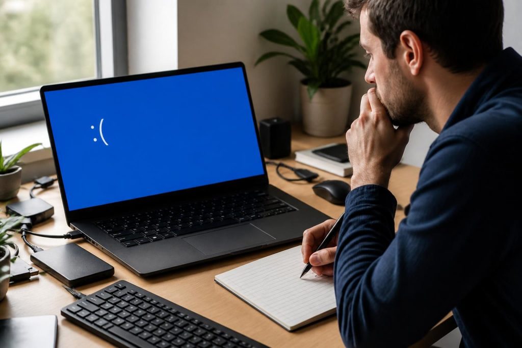 découvrez les étapes simples pour réagir efficacement face à un écran bleu sur un ordinateur bloqué sous windows 10 et résoudre le problème rapidement.