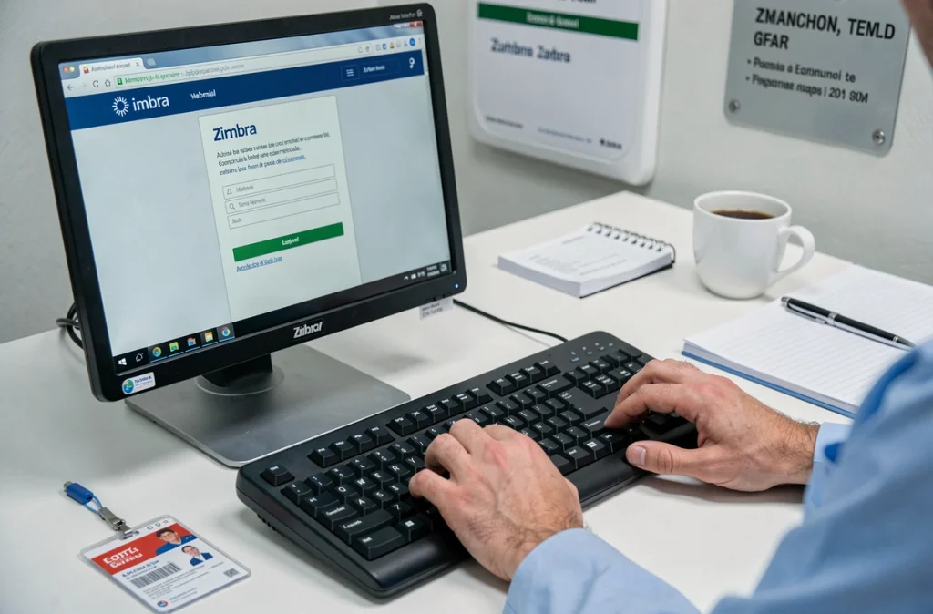 Écran de connexion Zimbra avec message d'erreur sur un poste informatique du CHU de Reims
